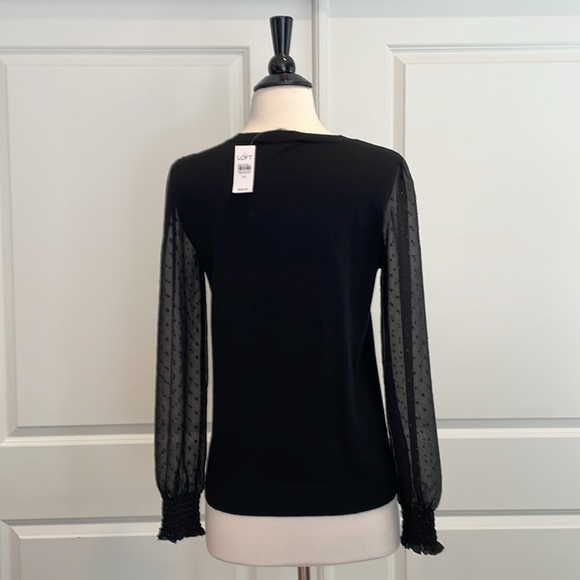 NWT • LOFT • Black Women's Top w sheer sleeves. - Picture 14 of 16
